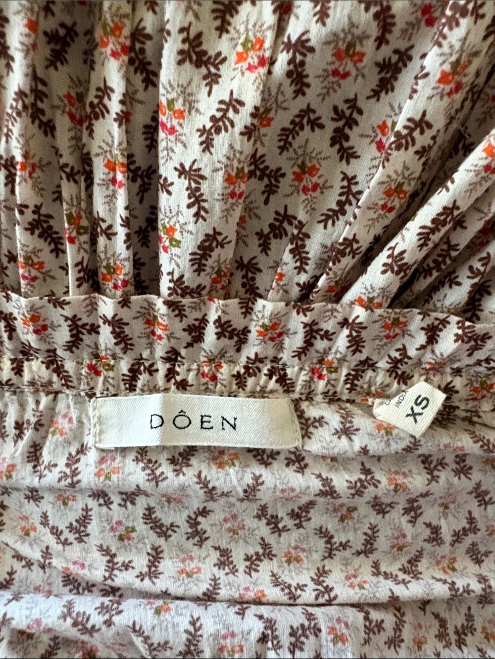 Doen 100% Organic Cotton Kaira Maxi Pristine Dress in Cream Winter Ditsy Sz XS - Picture 13 of 13